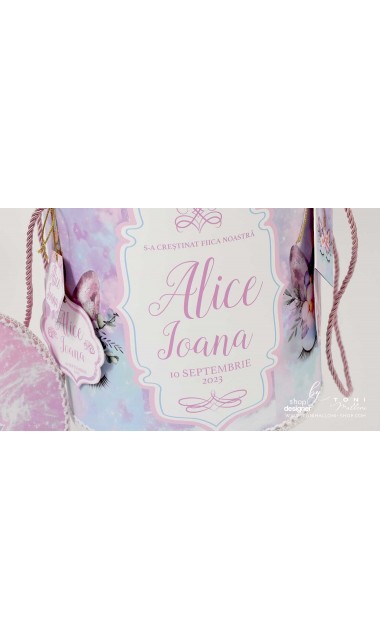 Trusou pentru fetite cu unicorn roz si turcoaz Unicorn roz bleu 17